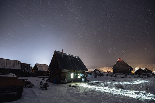 Milky Way above Snow Town