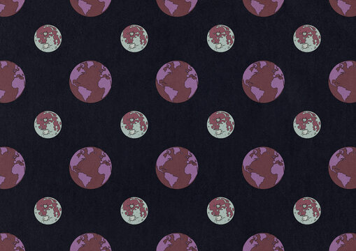 Earth and Moon Pattern Illustration