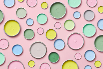 Different modern lids of paints