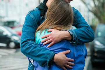 Brother sister embrace