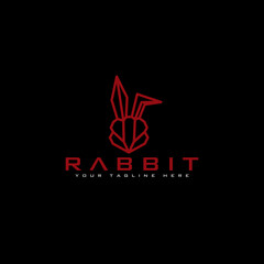 Lines Geometric Rabbit, Rabbit Head Logo, Geometric Hat Rabbit, Rabbit Logo Template, Gaming Rabbit Logo