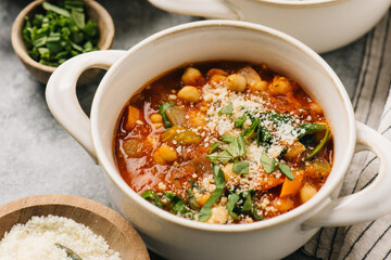 Chickpea soup with parmesan