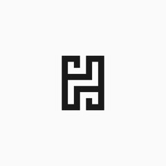 H letter logo design in square