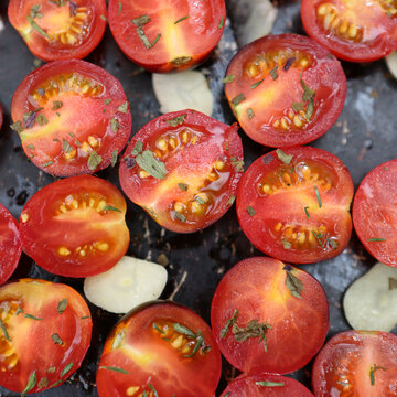 Juicy Cherry Tomatoes Ready For Roasting