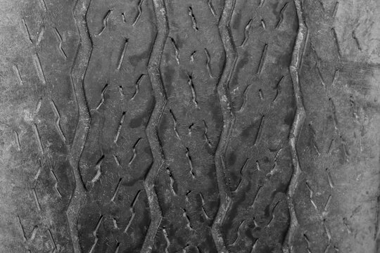 Close up shot of worn out tire surface