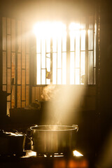 cooking in the kitchen