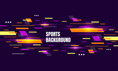 Abstract colorful art for sports background. Dynamic particles. Modern science and technology element with line design. Vector illustration