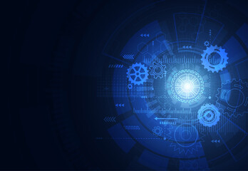 Abstract technology background with connected lines and dots design on a dark background. Vector illustration