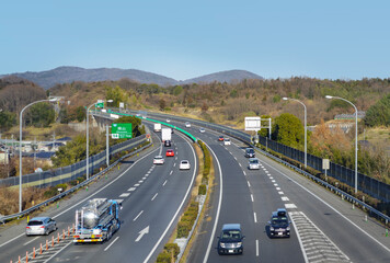 岡山インターチェンジあたりの 山陽自動車道