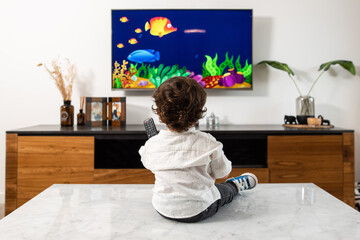 Boy watching television