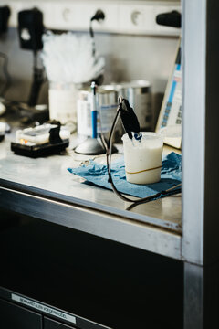 close up of a milk sample being tested