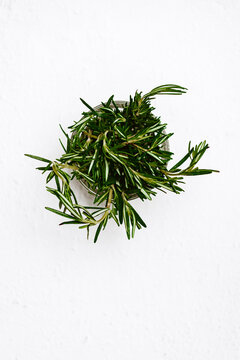 Rosemary bouquet on textured background