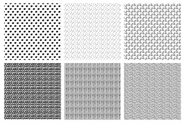Set of monochrome black and white pattern texture background. Striking pattern to add texture to illustration. Trace textures of abstract ink dots, circles, spots, scribbles, stripes. Isolated white