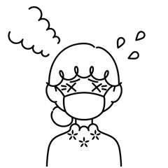 マスクをして暑がっている女性【高齢者】