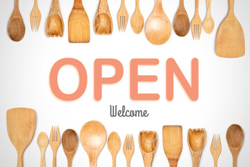 set of wooden utensils