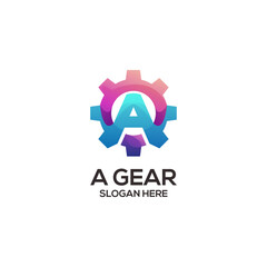 Letter a with gear colorful gradient