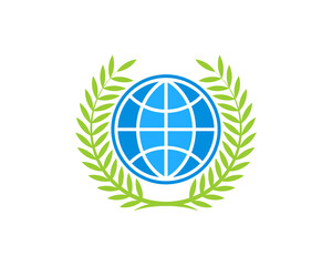 Circle leaf with globe in the middle