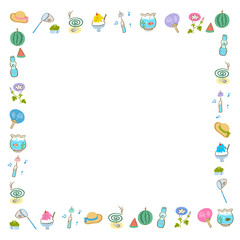 日本の夏の風物詩　フレーム　正方形