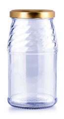 blue empty glass jar isolated on white with clipping path