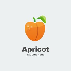 Vector Logo Illustration Apricot Gradient Colorful Style.