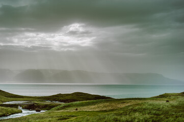 Crepuscular Rays on Icelandic Sea