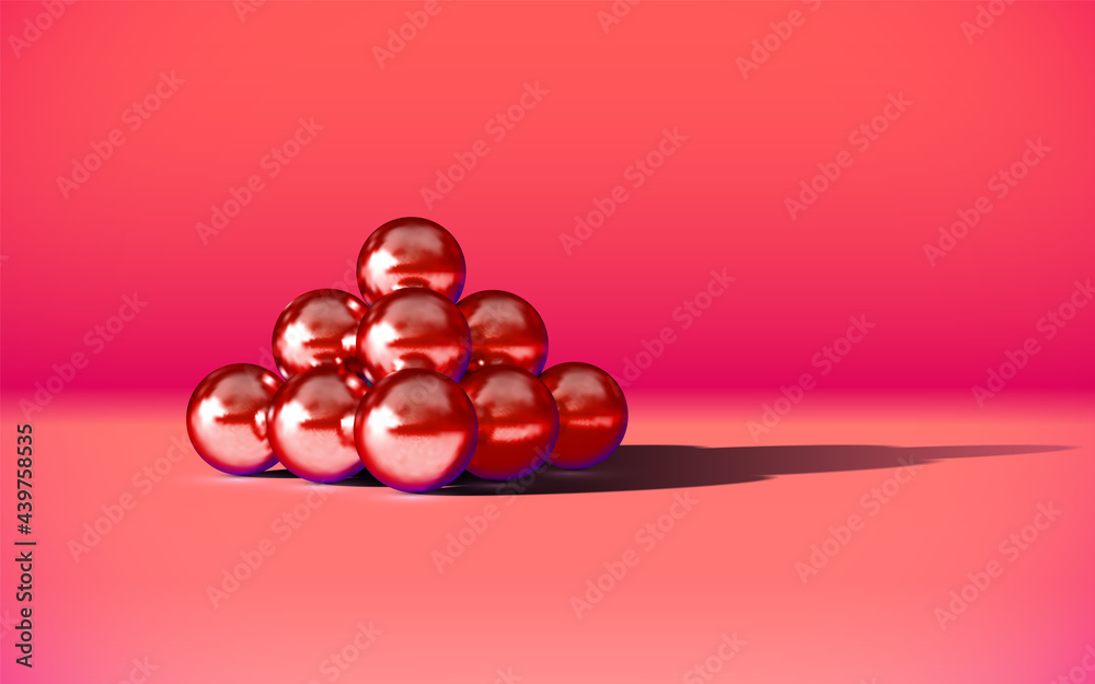 Poster Chrome metal balls in pyramid stack with abstract calm and relaxing background