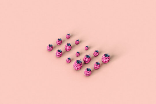 fruits on pink background