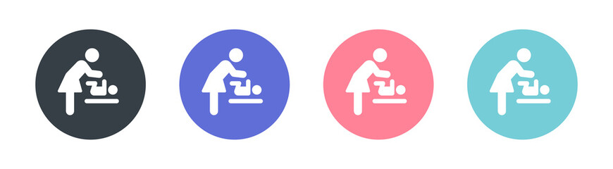 Changing diapers vector icon. Motherhood concept, baby changing station