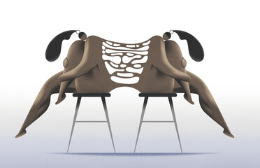 Woman suffering from bipolar disorder and Split personality