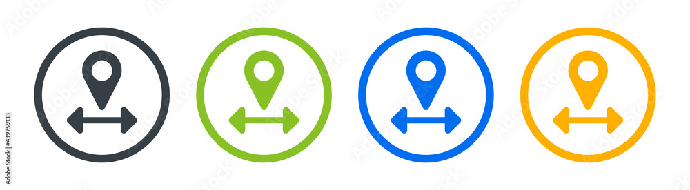 Aufkleber Path route distancing vector icon. Button design