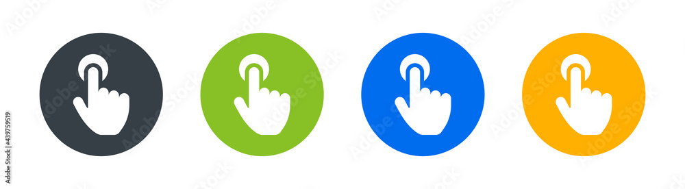 Poster press, touch, push button icons set. gesture concept