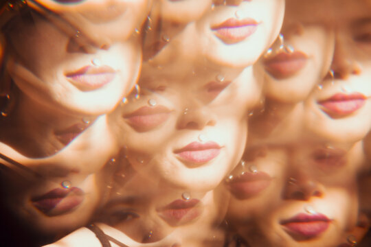 Beauty, Woman In A Kaleidoscope Of Mirrors