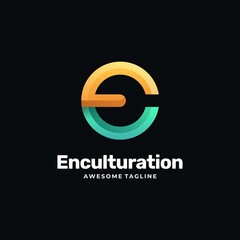 Vector Logo Illustration Letter E Gradient Colorful Style.