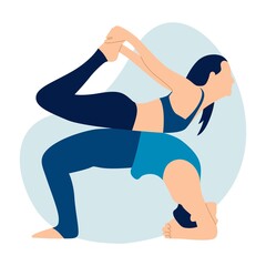 Vector illustration of woman doing yoga exercises