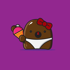 baby chocolate with delicious ice cream