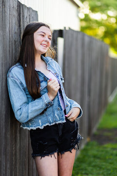 Portrait Of A Happy Teen Girl Outside