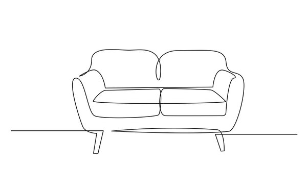 recommend clip art: Continuous one line drawing of Sofa or couch. Modern furniture in simple Linear style. Doodle vector illustration