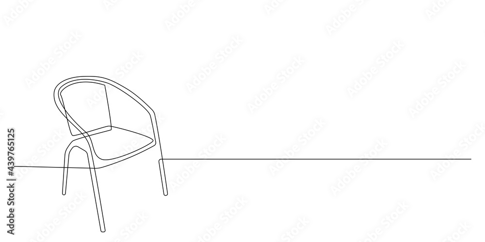 Poster chair in continuous one line drawing. interior with furniture in simple linear style. editable strok