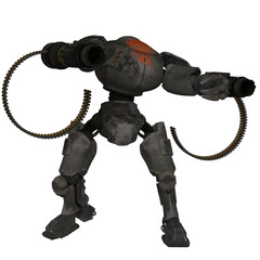 3d illustration of a robot with guns 