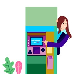 Woman showed an money machine