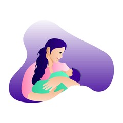 Mother day. Mother holding the baby flat illustration