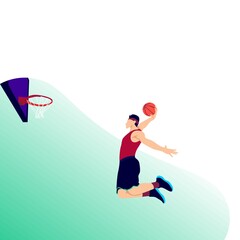 Basketball player. Slam dunk illustration