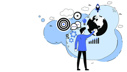 businessman search success.icon set idea and concept creativity illustration business  innovation technology modern. 