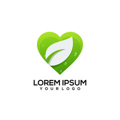love and leaf colorful logo illustration Vector