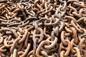 Background from old rusty anchor chains