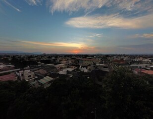 sunset over the city