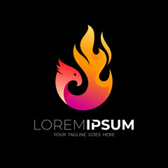 Eagle logo and fire design combination, 3d style