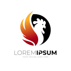 Fire logo and chicken design combination, restaurant icon
