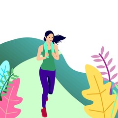 Beautiful girl running in a park