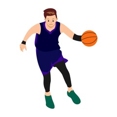 Basketball player. Vector illustration on white background. Sports concept.